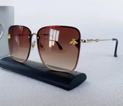 Men Women Fashion Designer Oversized Rimless Square Bee Sunglasses Gradient Sunglasses UV400