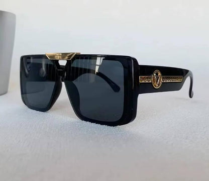 Men Women Punk Vintage Square Designer Letter V Driving UV400 Eyewear Sunglasses