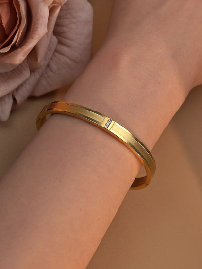 18K Plated Stainless Steel Zircon Fashion Women's Bracelet Bangles Gifts