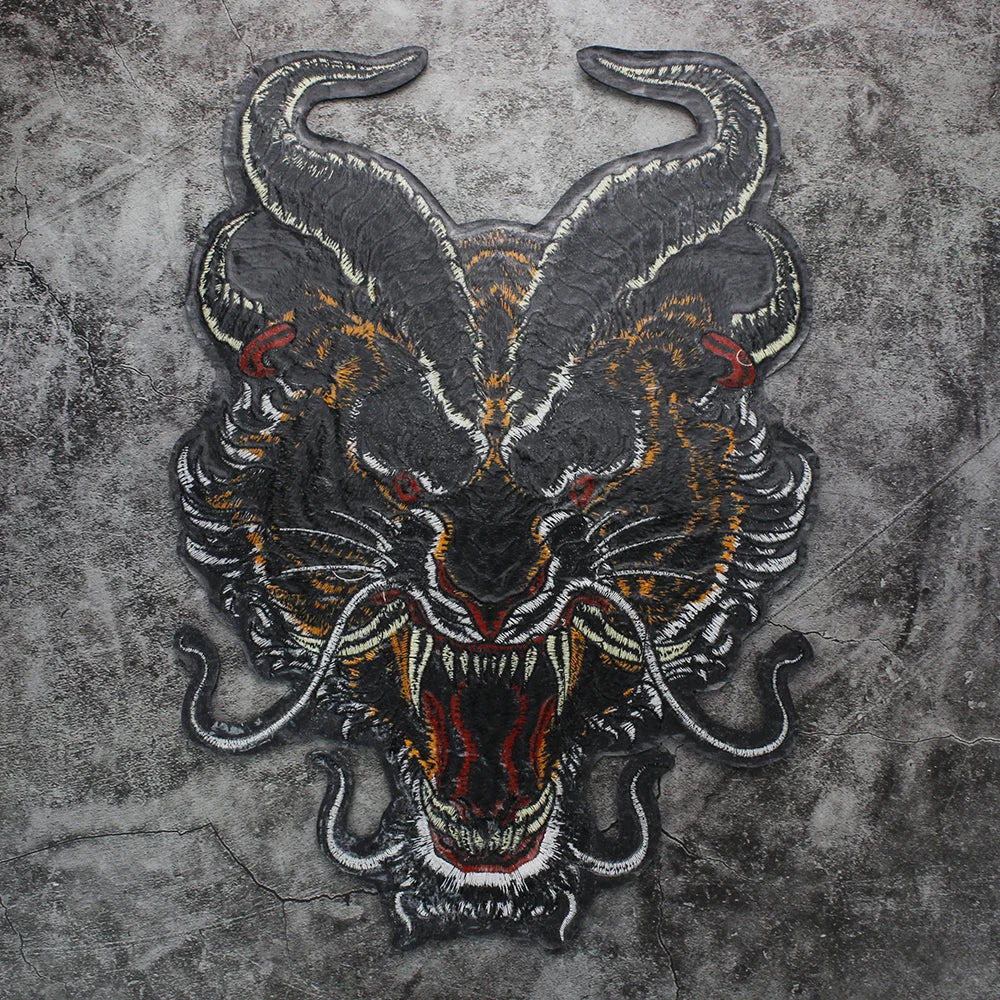 Dragon Motorcycle Backing Embroidered Patch Appliques Iron on Patches Badge Clothes Sewing