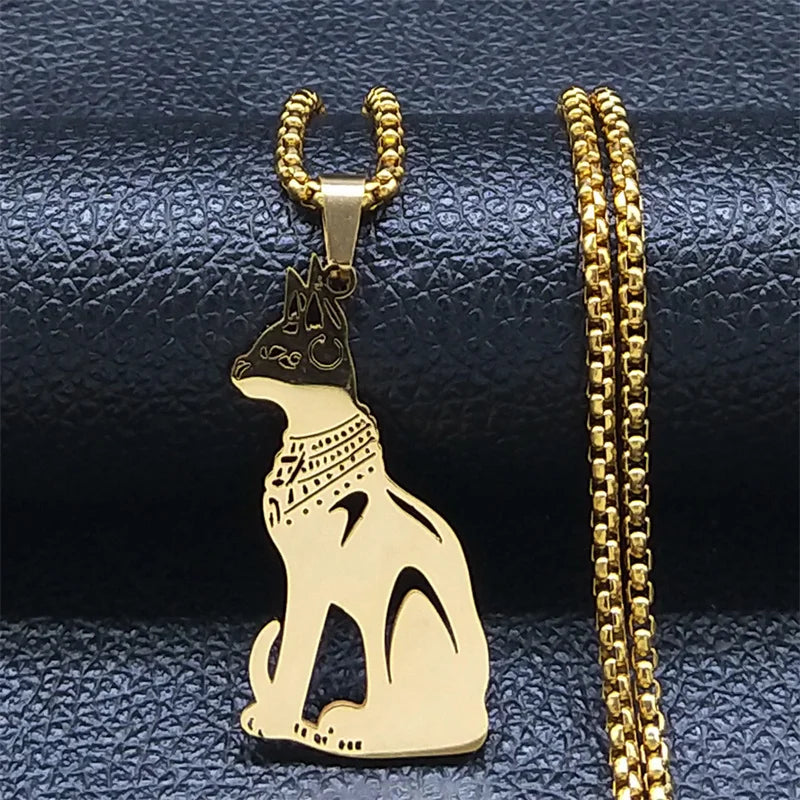 Key Of Life Egyptian Scarab Eye of Ra Horus Symbol Stainless Steel Gold Color Pendant Necklace