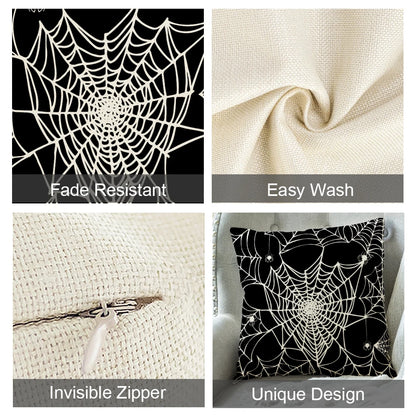 18x18 Inches Halloween Skull Spider Spooky Web Design Sofa Cushion Pillowcase Home Decor
