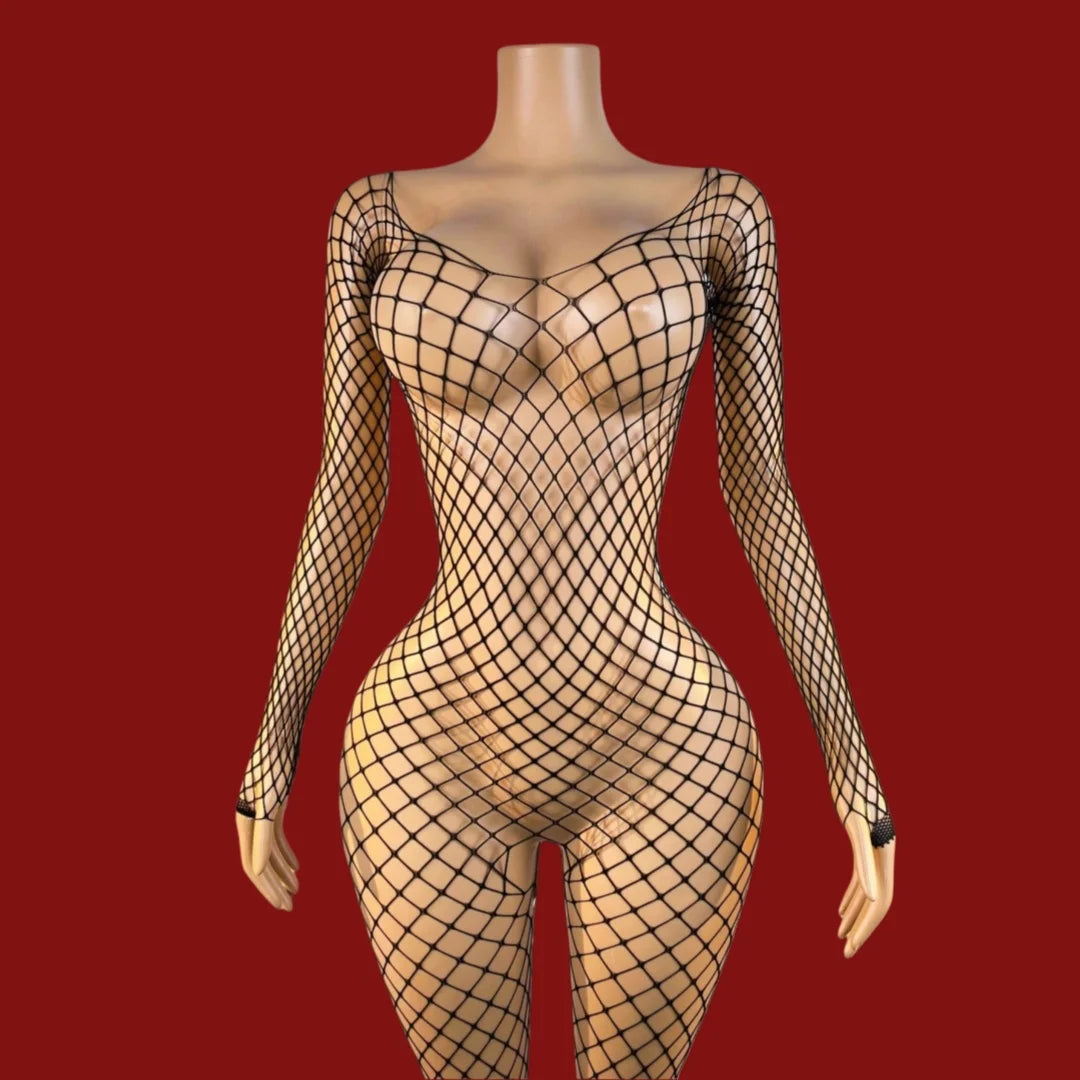 Sexy Open Crotch Women Fishnet Underwear Transparent Bodysuit Catsuit Cosplay Costumes Bodystockings