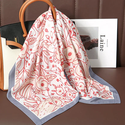 70cm Women Design Square Fashion Printed Satin Silk Scarf Scarves