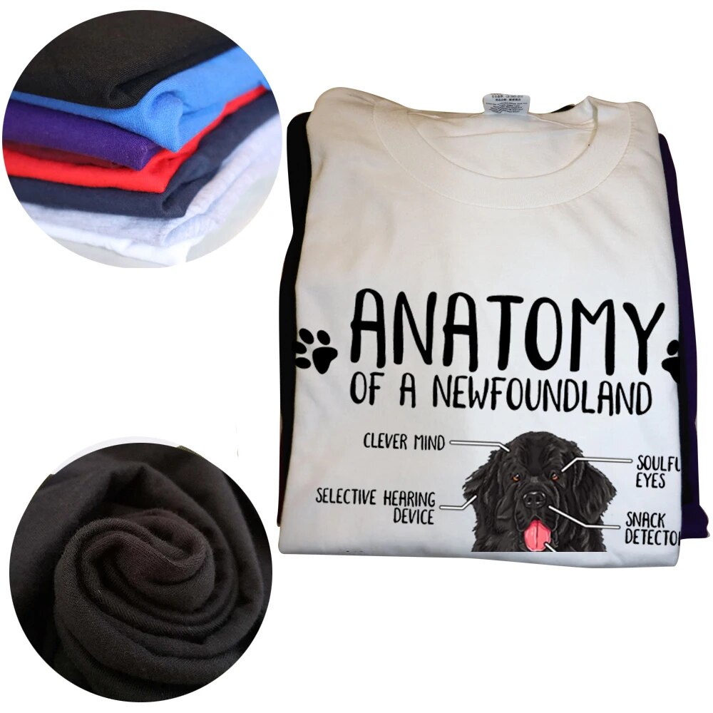 Men Funny Anatomy Newfoundland Dog Lover Graphic Cotton Short Sleeve Tees T-shirt