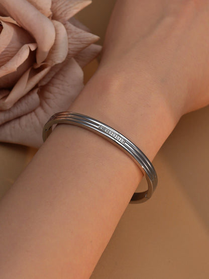 Women Stainless Steel Crystal Square Fashionable Bangle Bracelet Jewelry Gift