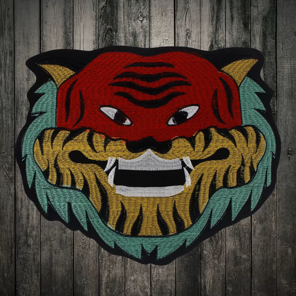 Large Animal Tiger Head Embroidery Patch Appliques Iron on Patches Badge Clothes Sewing
