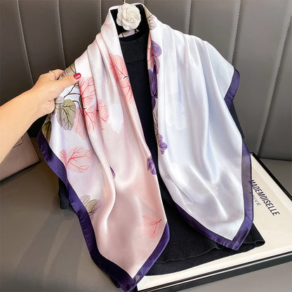 90cm Women Fashion Printed Silk Like Square Scarf Bandana Shawl Wrap Scarves