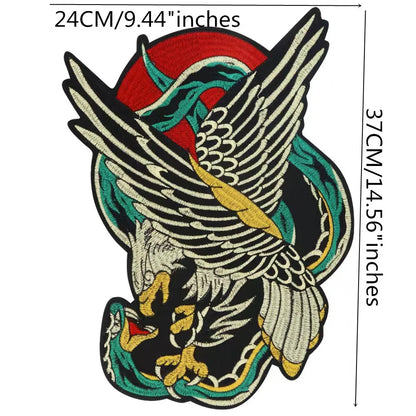 Punk Dragon Eagle Animal Large Embroidered Patch Appliques Iron on Patches Badge Clothes Sewing
