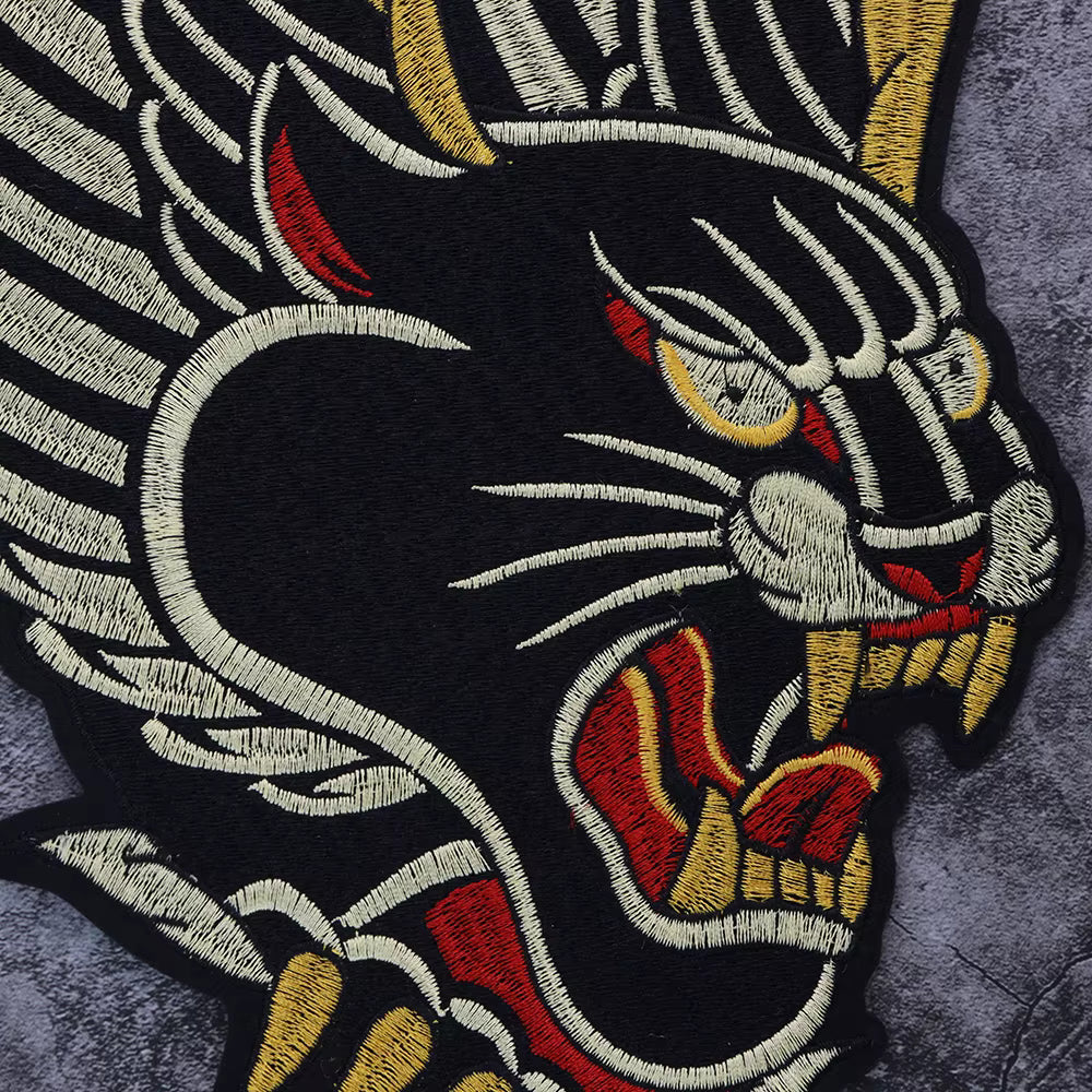 Golden Torch Leopard Embroidery Patch Appliques Iron on Patches Badge Clothes Sewing