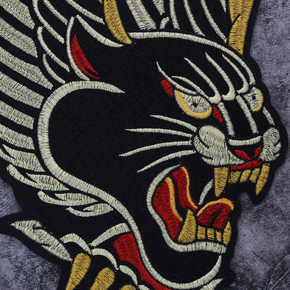 Golden Torch Leopard Embroidery Patch Appliques Iron on Patches Badge Clothes Sewing