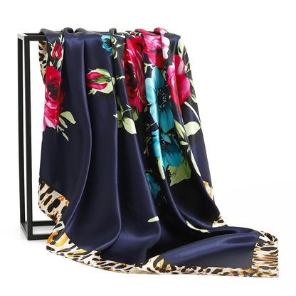90cm Women Four Seasons Square Silk Satin Bandana Wrap Shawl Scarves Scarfs kfy1