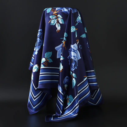 90cm Women Four Seasons Square Silk Satin Bandana Wrap Shawl Scarves Scarfs gfK4