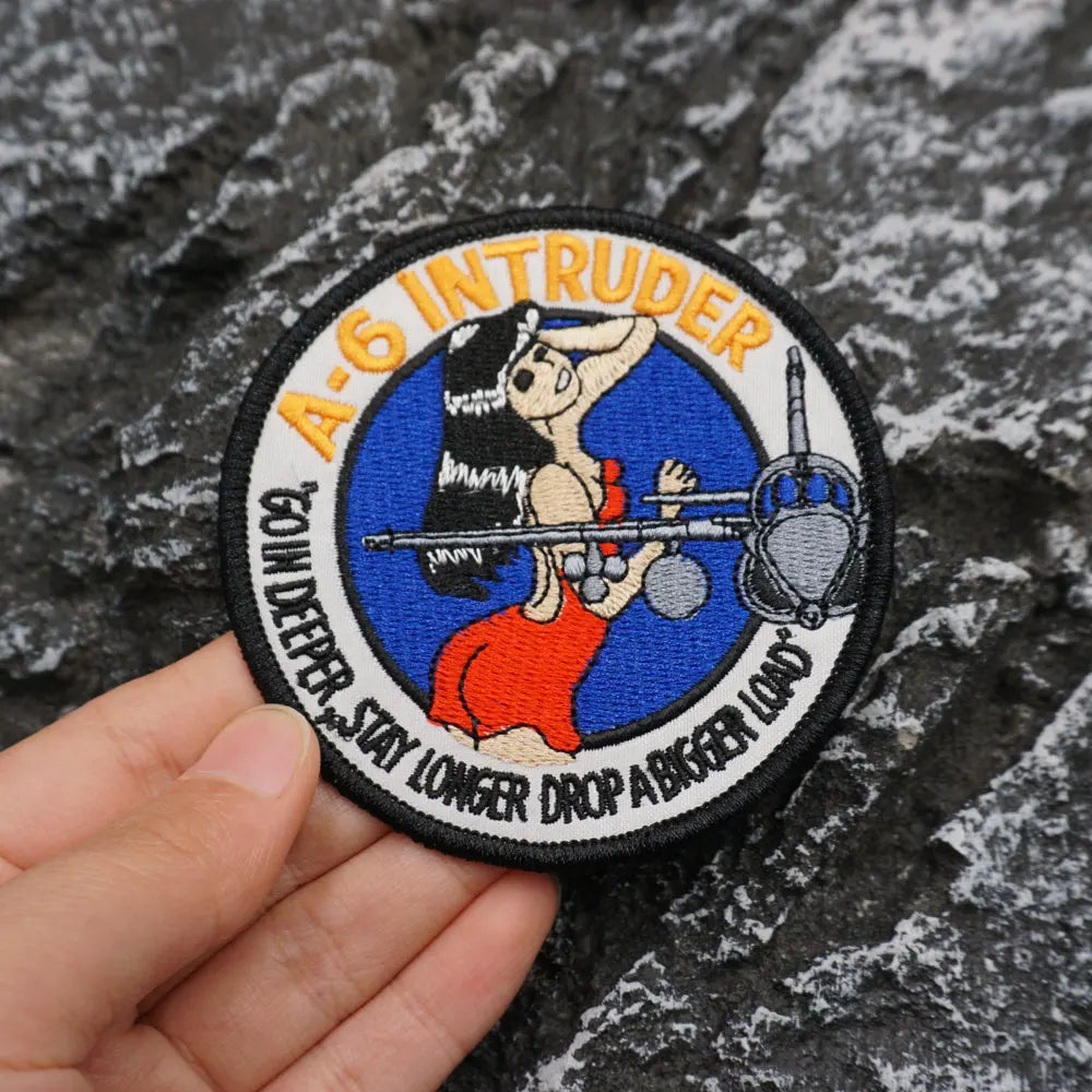 A-6 intrusion attack aircraft with a beautiful girl pattern Embroidered Patch Iron-On Sewing Clothes Patches Applique