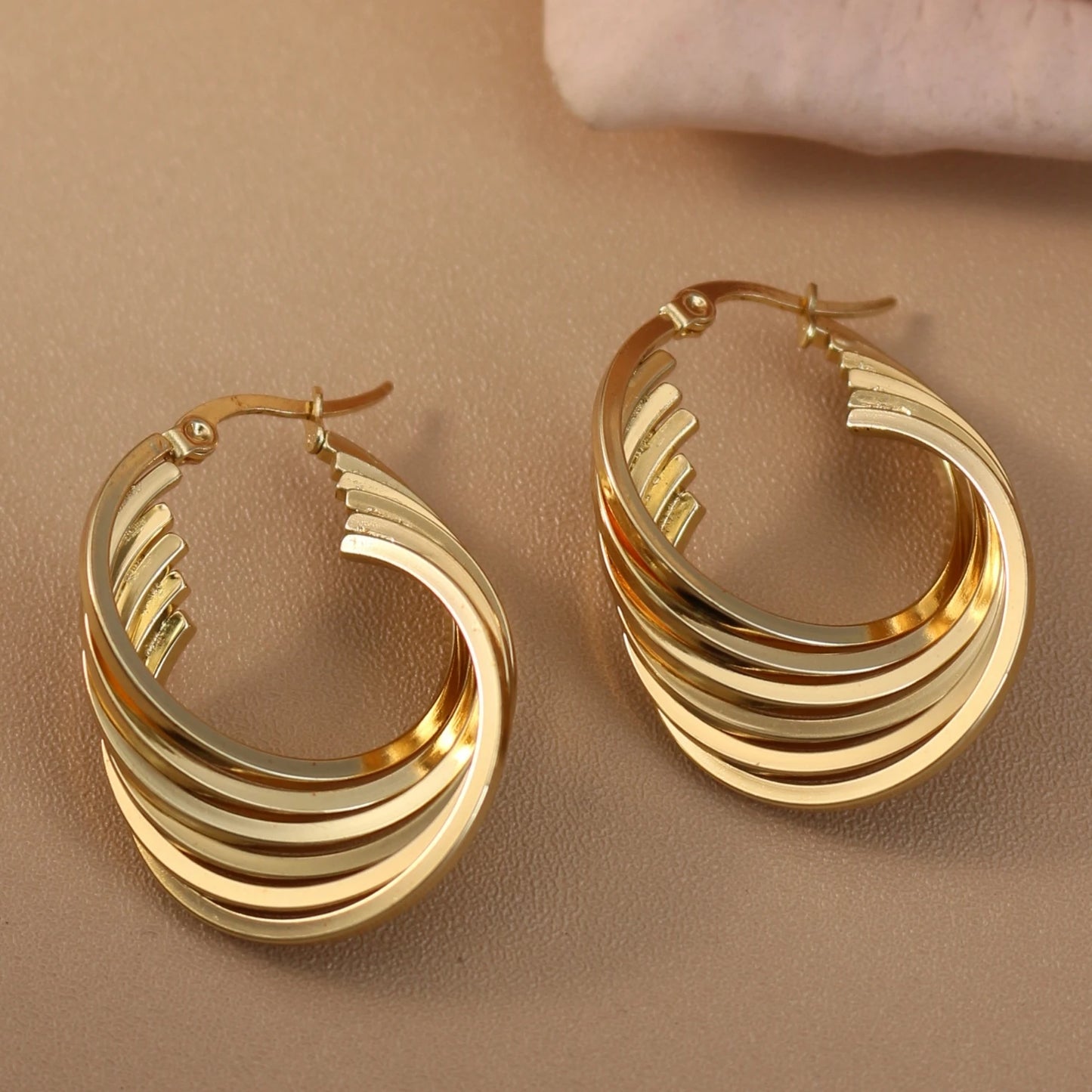 Women 18K Gold Plated Stainless Steel Fashion Wedding Party Earrings Jewelry Party Gift
