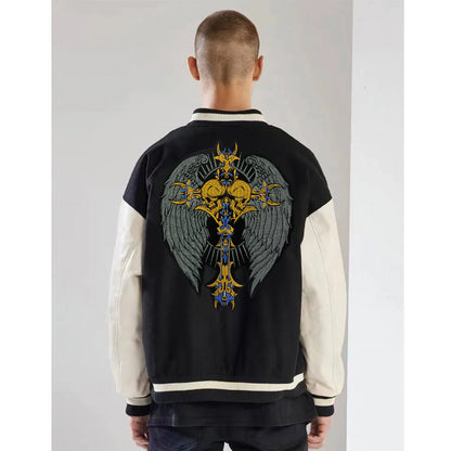 Punk Wings Skull Biker Rock Large Embroidered Patch Appliques Iron on Patches Badge Clothes Sewing
