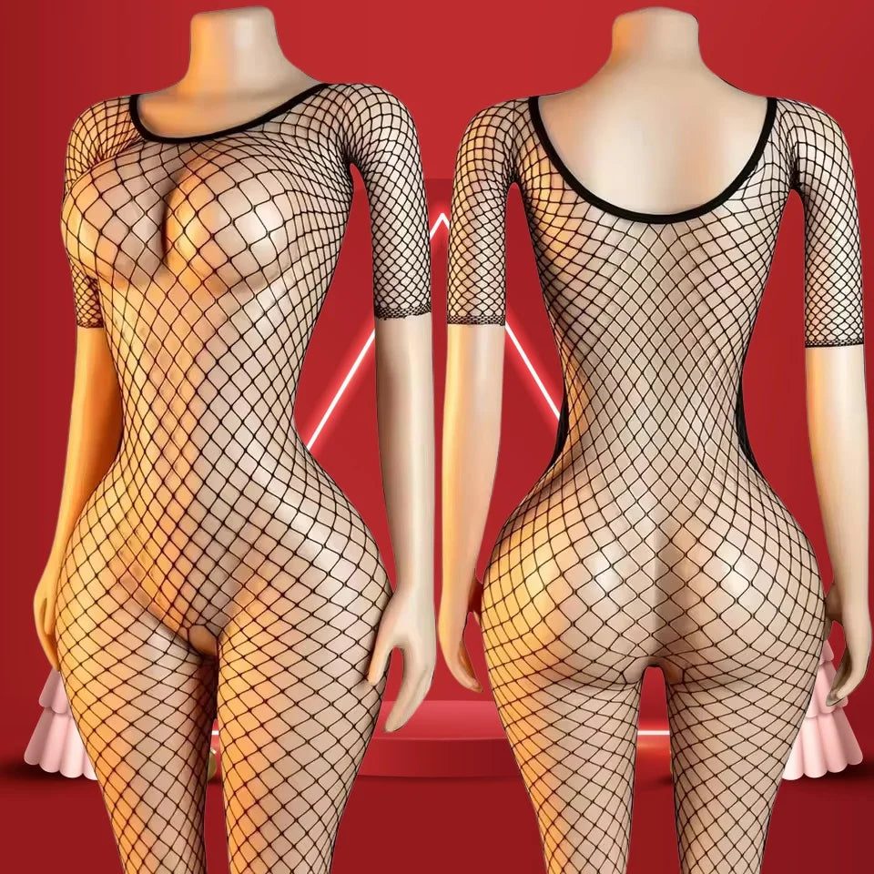 Sexy Transparent Bodystocking Open Crotch Erotic Fishnet Crotchless Bodysuits Lingerie