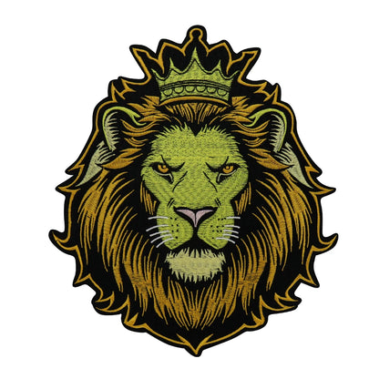 Embroidery Crown yellow Lion Biker Rock Patch Appliques Iron on Patches Badge Clothes Sewing