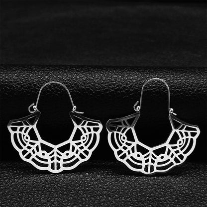 Women Yoga Lotus Flower Stainless Steel Gold Color Hoop Earrings