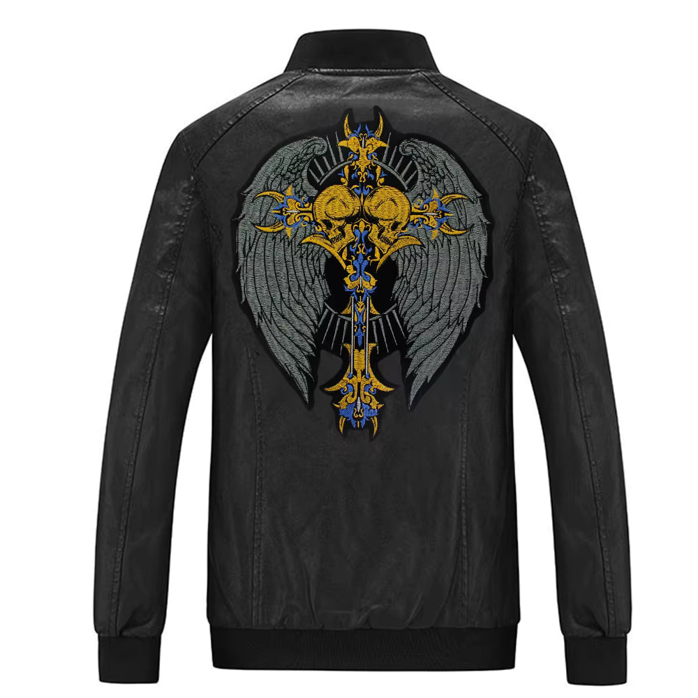Punk Wings Skull Biker Rock Large Embroidered Patch Appliques Iron on Patches Badge Clothes Sewing