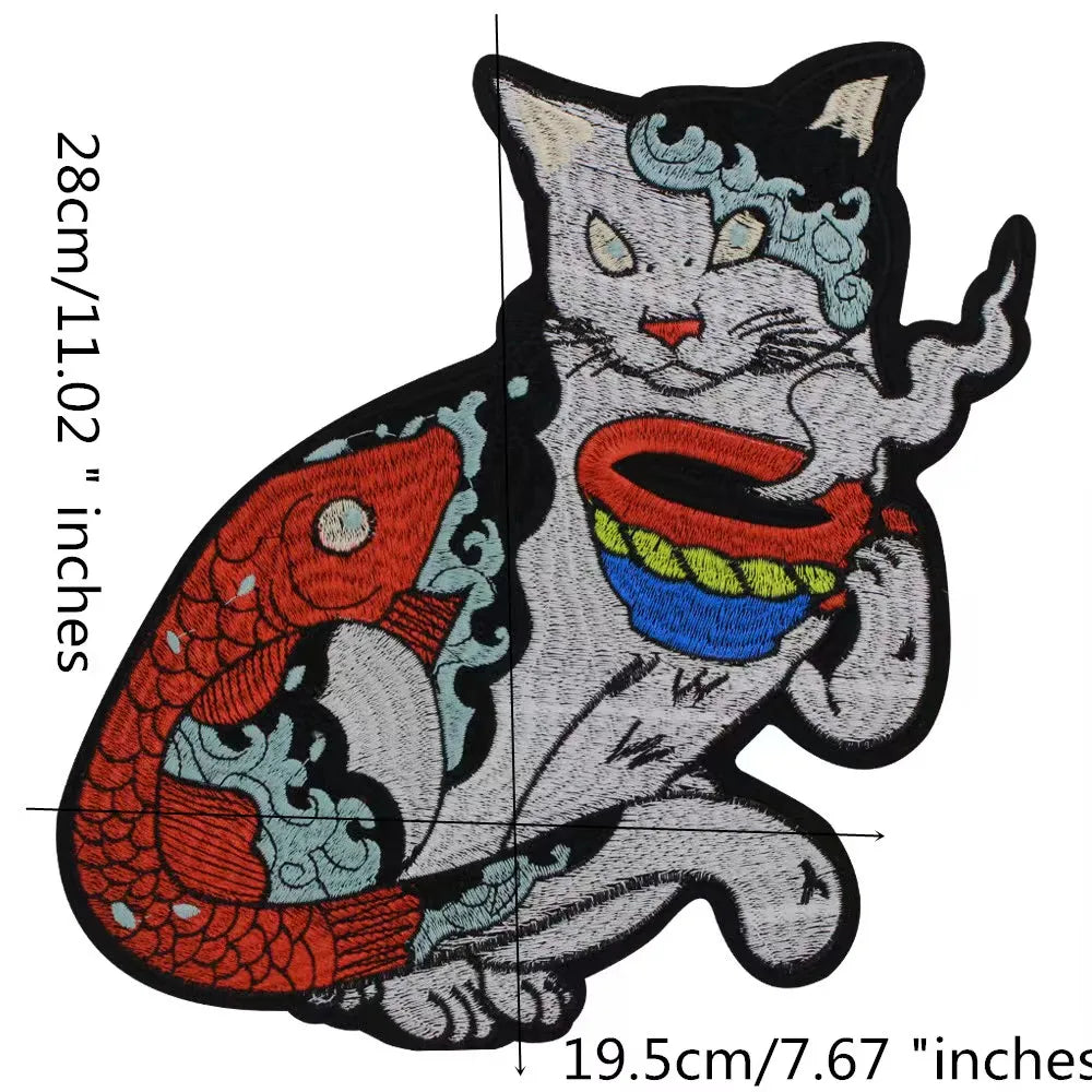 Catfish Embroidery Motif Patch Appliques Iron on Patches Badge Clothes Sewing