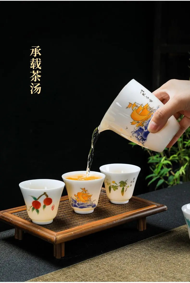 50ml/80ml White Porcelain Chinese Teahouse Master Ceramics Tea Bowl Kung Fu Sake Cup