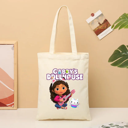 Gabby Dollhouse Cotton Cute Cartoon Shopping Tote Pouch Travel Fashion Bags Gift