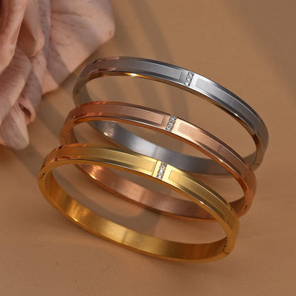 18K Plated Stainless Steel Zircon Fashion Women's Bracelet Bangles Gifts