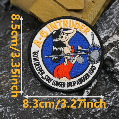 A-6 intrusion attack aircraft with a beautiful girl pattern Embroidered Patch Iron-On Sewing Clothes Patches Applique