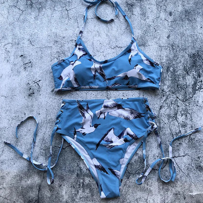 Women Swimsuit High Waist Bandage Sport Swimwear Bikini Push Up Beachwear Bathing Suit