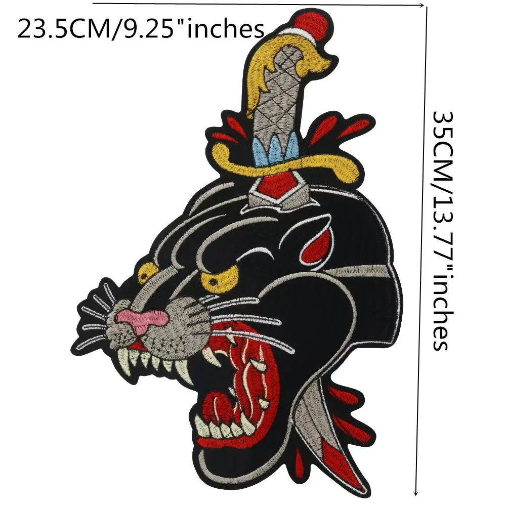 Animal Embroidery Leopard Sword Embroidered Patches for Clothing Applique Iron On Sewing