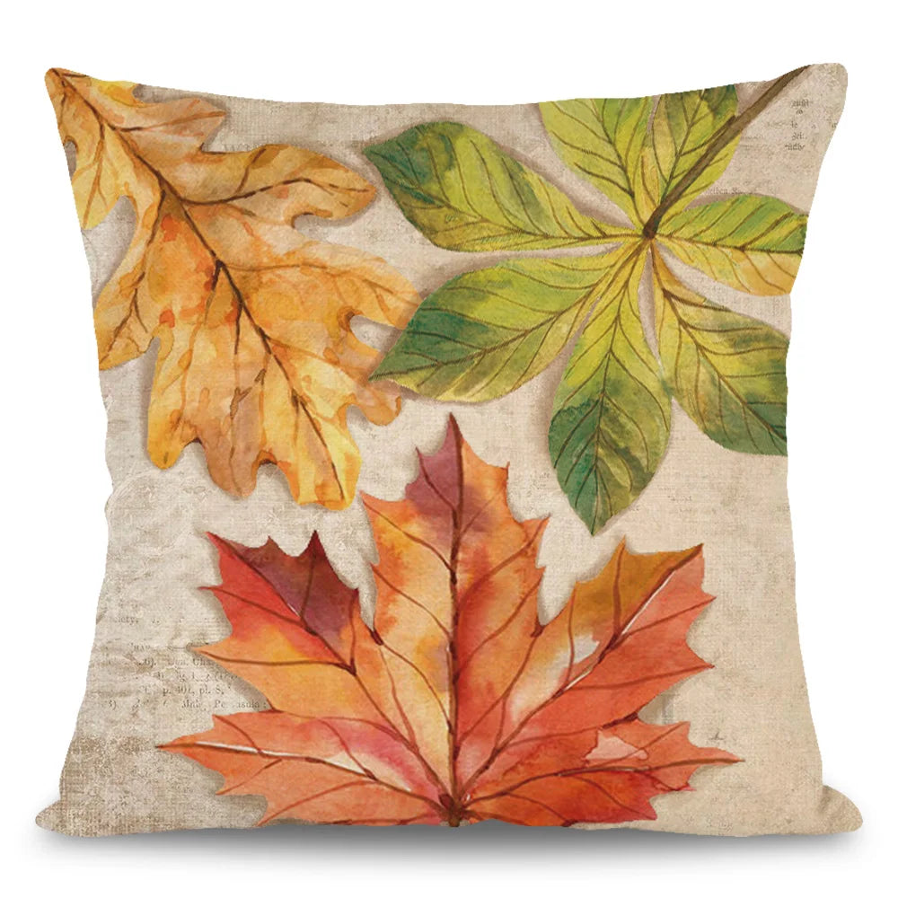 Maple Leaf Polka Dot Design Thanksgiving Cushion Cover Pillowcase Decor