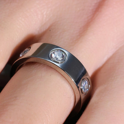 2-in-1 Women 18K Gold-Plated Stainless Steel Bracelet Ring Jewelry Set.