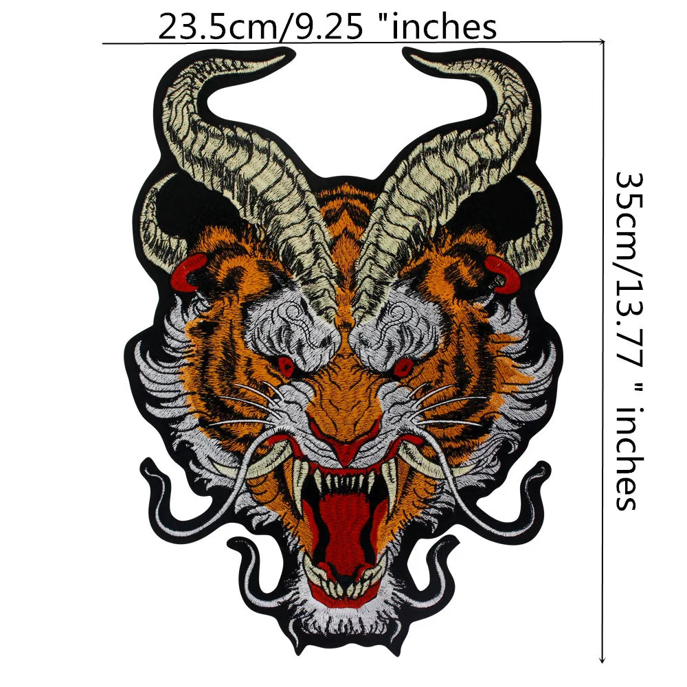 Dragon Motorcycle Backing Embroidered Patch Appliques Iron on Patches Badge Clothes Sewing