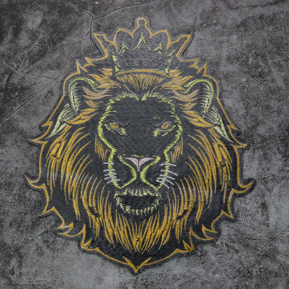 Embroidery Crown yellow Lion Biker Rock Patch Appliques Iron on Patches Badge Clothes Sewing