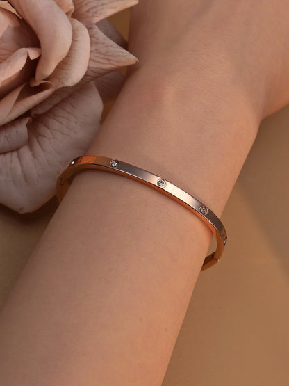 18K Plated Stainless Steel Zircon Fashion Women's Bracelet Bangles Gifts