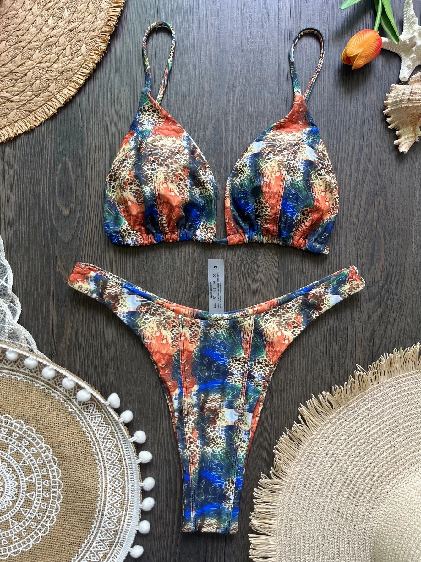 Sexy Micro Swimwear Print Swimsuit Two-pieces Brazilian Bikini Bather Bathing Suit