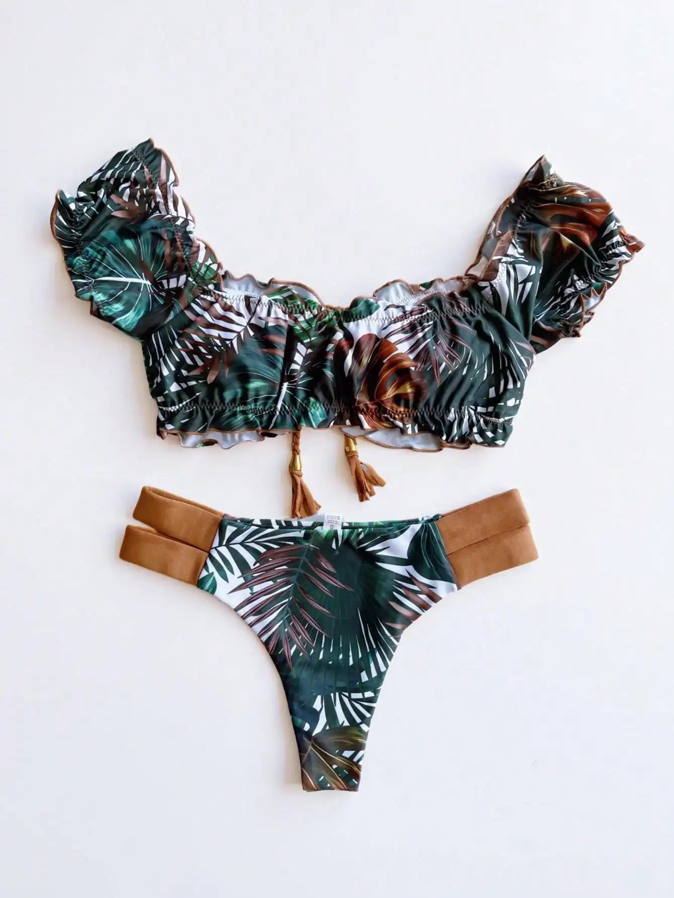 Women Swimsuit Ruffle Push Up Swimwear Brazilian Ribbed Beachwear Bathing Bikini Suit