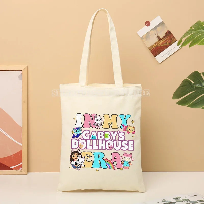 Gabby Dollhouse Cotton Cute Cartoon Shopping Tote Pouch Travel Fashion Bags Gift