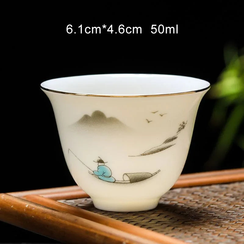 50ml/80ml White Porcelain Chinese Teahouse Master Ceramics Tea Bowl Kung Fu Sake Cup