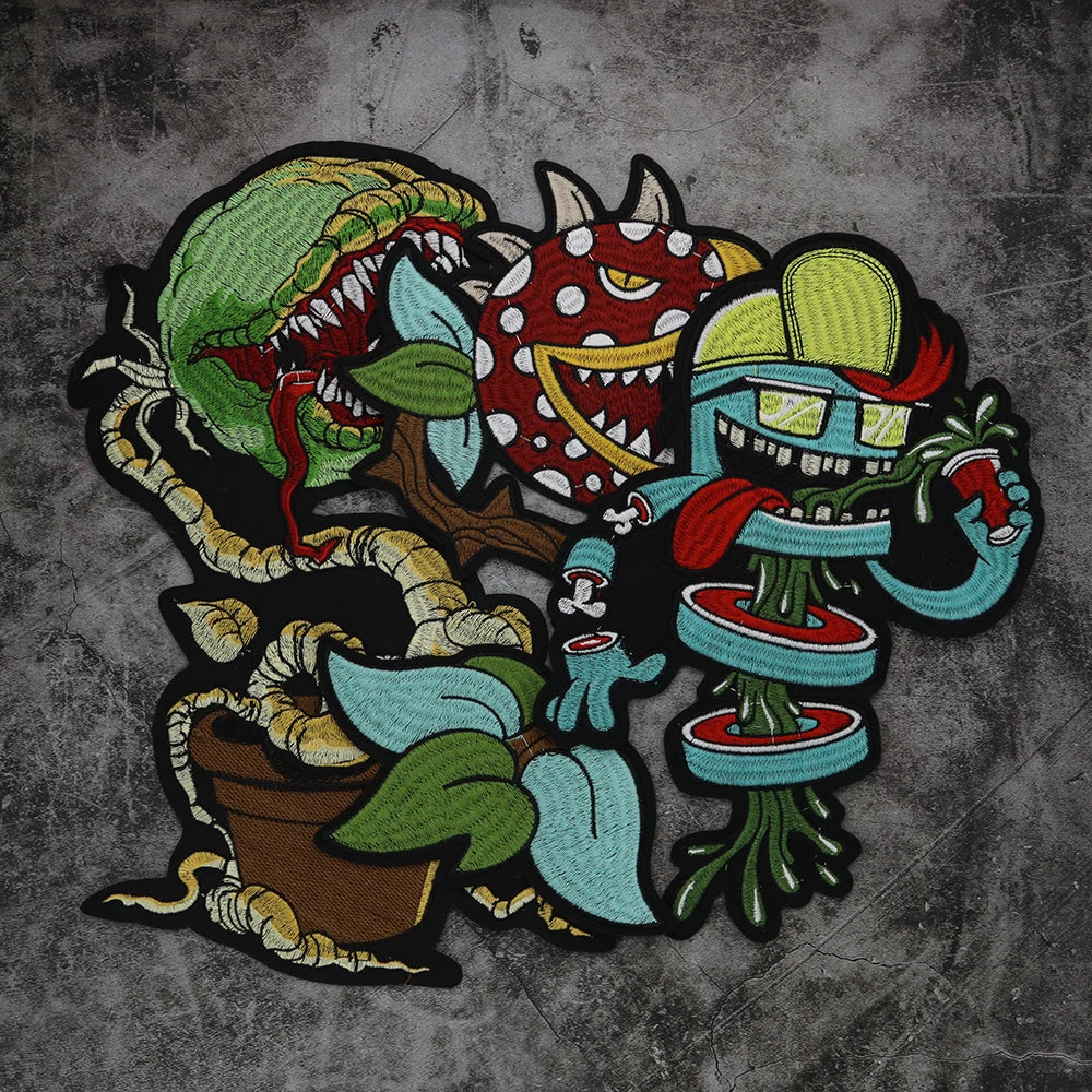 plant Cannibal flower Badges DIY Patc Iron on Embroidered  Applique Backpack Clothing