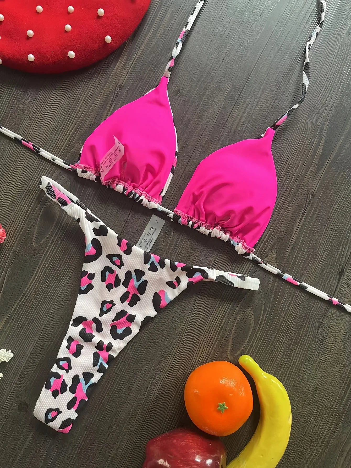Women's Bikini Split Print Swimwear Fashion G-string Beach Swimsuit Suit