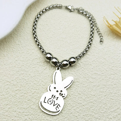 Women Men Kpop Lil Peep Rabbit Sad Stainless Steel Chain Necklace Pendant