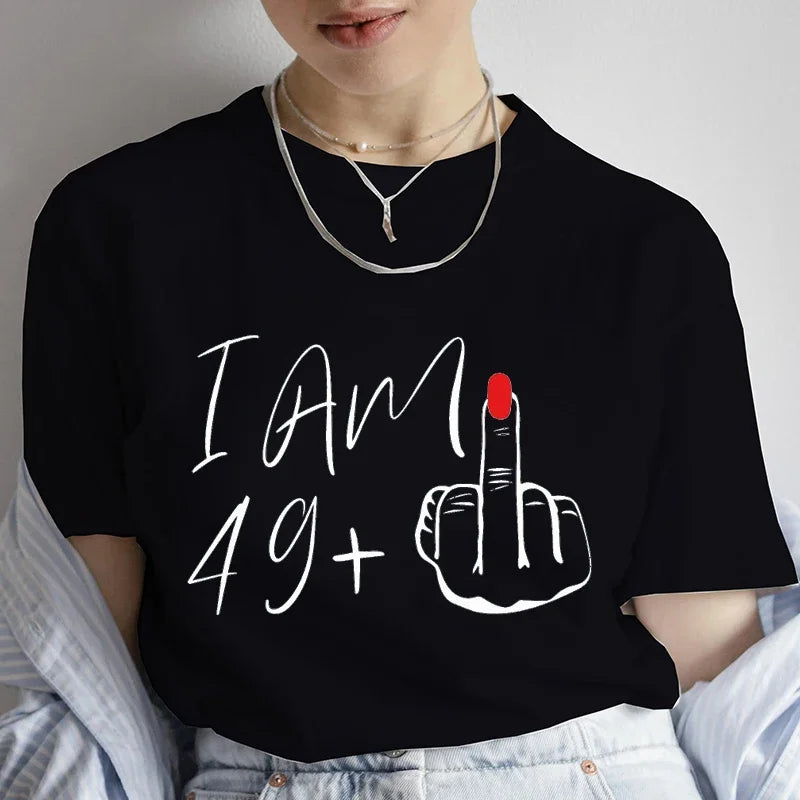 50th Birthday Mom I Am 49 Middle Finger T-shirt Women Tees Tops