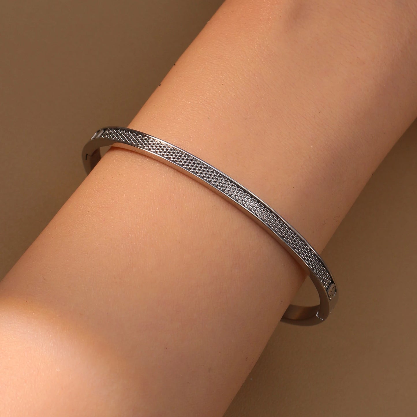 Women Punk 18k Gold Color Stainless Steel Statement Bracelet Bangle