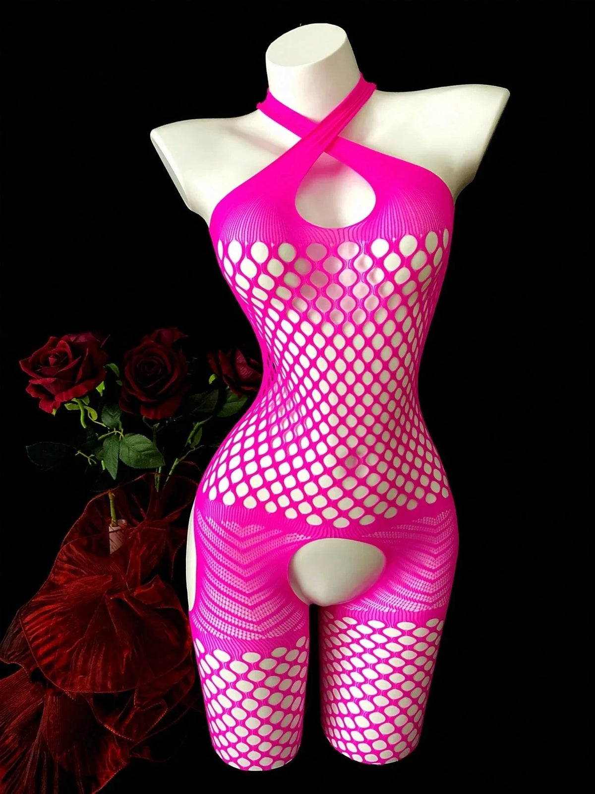 Sexy Open Crotch Bodystocking Mesh Bodysuit Crotchless Costumes Sleeveless Catsuit Erotic Lingerie