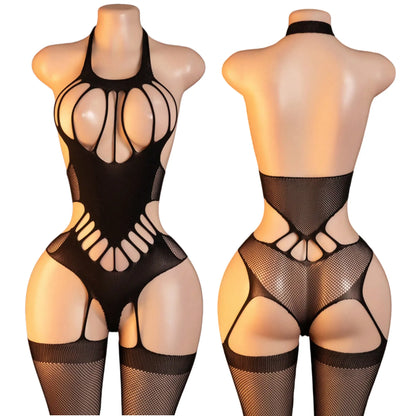 Sexy Transparent Bodystocking Open Crotch Erotic Fishnet Crotchless Bodysuits Lingerie