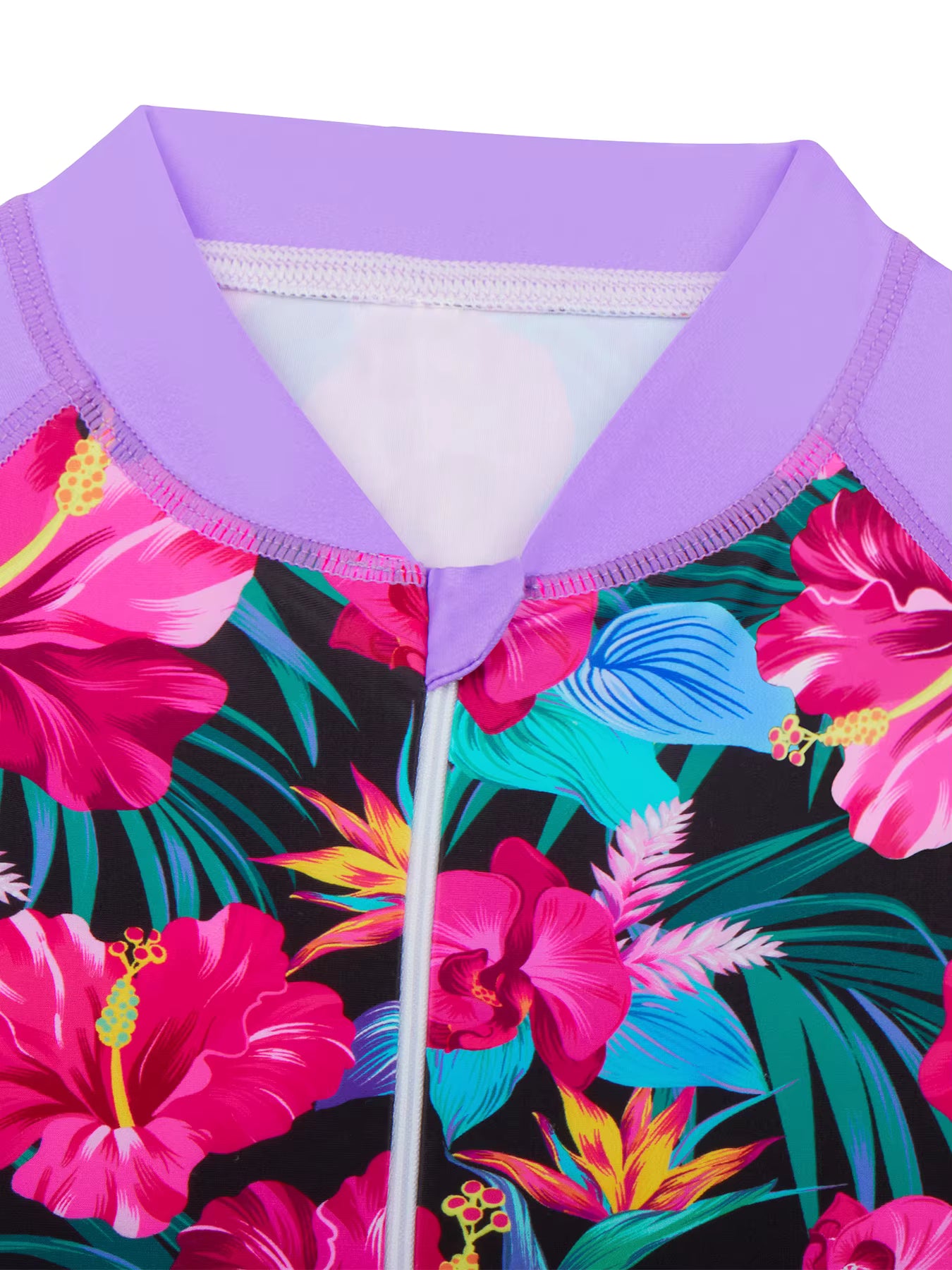 Girls Kids One Piece Long Sleeve Floral Print Bikini Cut Bottom Swimwear Beach Swim