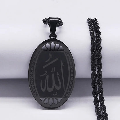 Men Gold Color Stainless Steel Statement Muslim Islamic Quran Allah Chain Necklace