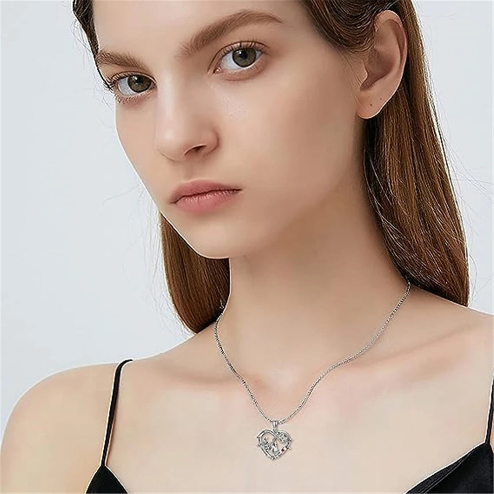 Women Fashion Retro Punk Gear Rabbit Girls Playing Card Heart Pendant Necklace Gifts